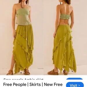 Free People Asymmetrical Olive Skirt